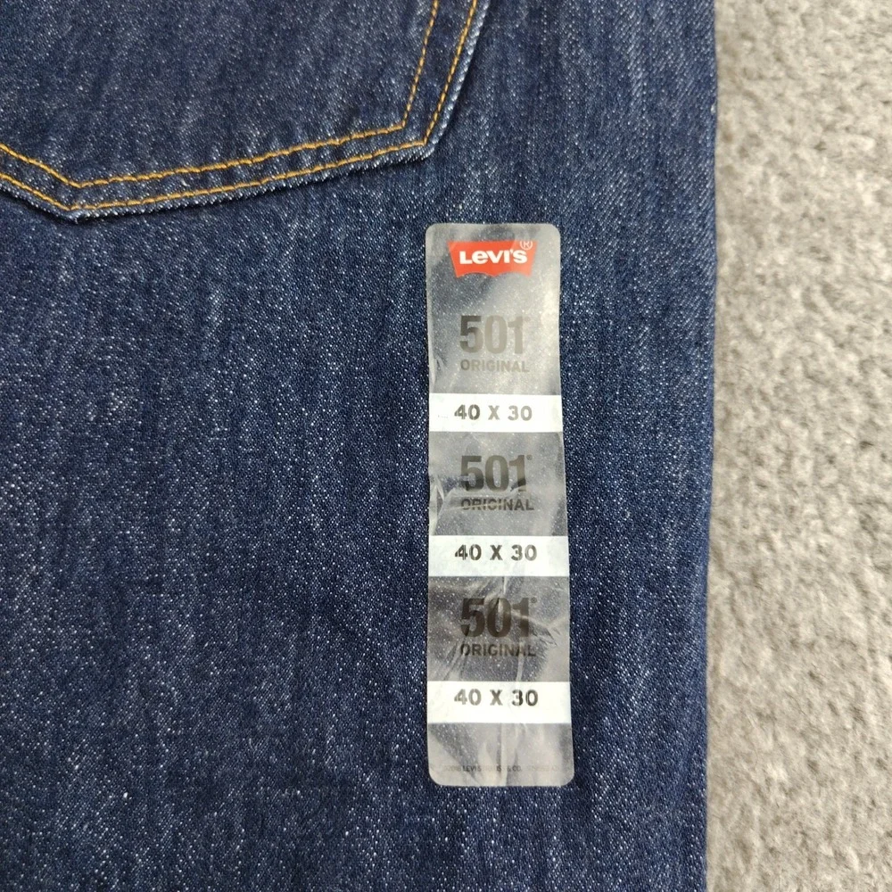 Levis 501 Jeans Mens 40x30 Original Indigo Blue Button Fly Straight Leg NWT
